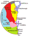 Map of traditional lands of Aboriginal Australians around Brisbane.