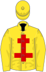 Yellow, red cross of lorraine, yellow sleeves, yellow cap