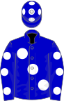 Blue, large white spots, spots on sleeves and cap