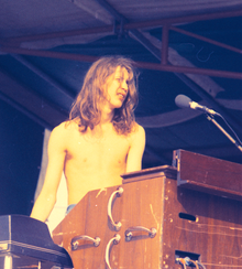 Bundrick at a performance in Hyde Park, London, 1974