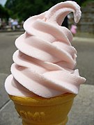 Soft serve ice cream in a wafer-style cone