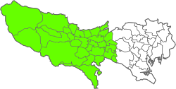 Western Tokyo (green) within Tokyo Prefecture