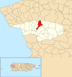 Location of Dagüey within the municipality of Añasco shown in red