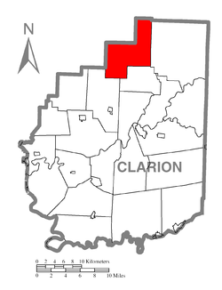 Map of Clarion County, Pennsylvania highlighting Washington Township