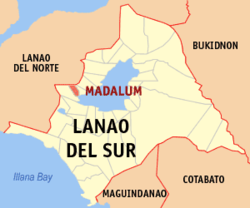 Map of Lanao del Sur with Madalum highlighted