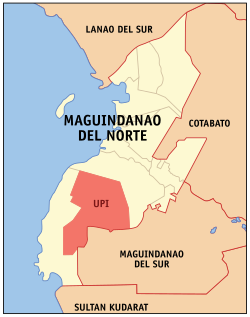Map of Maguindanao del Norte with Upi highlighted