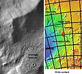 Drainage features in Reull Vallis. Click on image to see relationship of Reull Vallis to other features. Location is Hellas quadrangle.