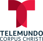 The Telemundo network logo, a T composed of two symmetrical pieces, with "Telemundo" and "Corpus Christi" in dark gray on consecutive lines.