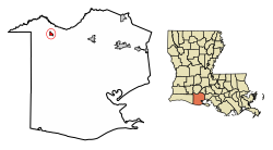 Location of Gueydan in Vermilion Parish, Louisiana.