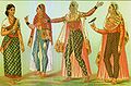 19th century Indian women wearing transparent skirts over churidar pants