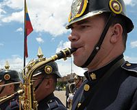 Colombian military band at Monument of Fallen Soldiers and Police in Bogota