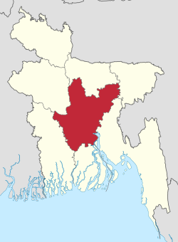 Location of Dhaka in Bangladesh