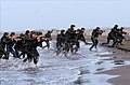 IRGCN frogmen equipped with T9 and Z-84 submachine guns in an amphibious exercise of Great Prophet IX war games exercise