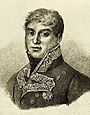Print of a youthful man in a high collared military coat of the early 1800s.