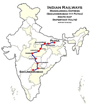 Secunderabad Express (Secunderabad–Danapur) SF Express route map