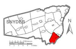 Map of Snyder County, Pennsylvania highlighting Chapman Township