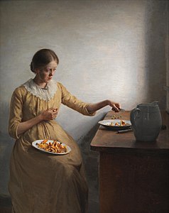 Young Girl Preparing Chantarelles (1892)