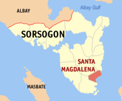 Map of Sorsogon with Santa Magdalena highlighted