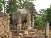Lower terrace elephant, (children give scale)