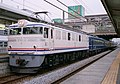 EF60 19 in "Yasuragi" Joyful Train livery in September 2005