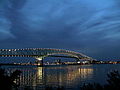 The Hart Bridge in Jacksonville at night.