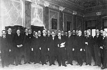 Photograph of the delegates of the National Council of the State of Slovenes, Croats and Serbs