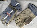 The gloves worn by the snowboarder in the picture