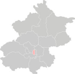 Location of Xicheng District in Beijing