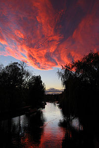 Sunset over the River Cam in Cambridge.