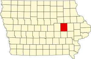 Map of Iowa highlighting Benton County