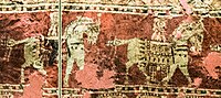 Pazyryk-5 carpet, Near-Eastern horsemen detail