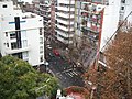 Light snow over a residential Buenos Aires neighborhood
