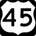 U.S. Highway 45 marker