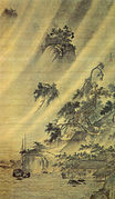 River Village in a Rainstorm by Lü-Wenying (c. 1500)