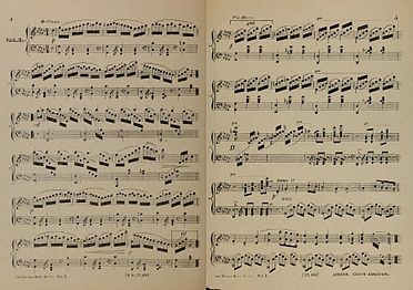 Pages 4–5 of the musical composition Llywyn Onn (The Ash Grove) by John Thomas