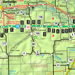 KDOT map of Wabaunsee County (legend)
