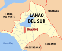 Map of Lanao del Sur with Bayang highlighted