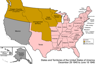 A map of the United States from 1845 to 1846.