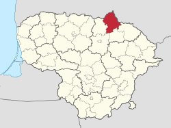 Location of Biržai District Municipality within Lithuania