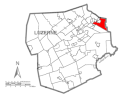 Location of Pittston Township in Luzerne County, Pennsylvania