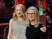 Patricia Clarkson with her arm around English film director Sally Potter