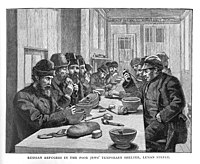 Russian refugees in the Poor Jews Temporary Shelter, Leman Street 1891