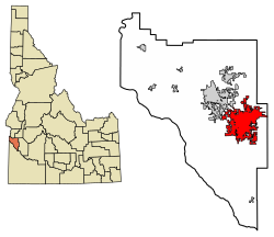 Location of Nampa in Canyon County, Idaho