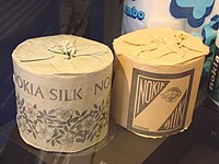 Rolls of toilet paper, produced by Nokia in the 1960s, at the Vapriikki Museum Centre in Tampere, Finland