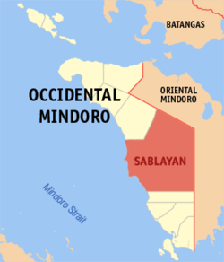 Map of Occidental Mindoro with Sablayan highlighted