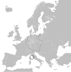Location of the Principality of Elba within Europe