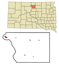 Location in Walworth County and the state of South Dakota