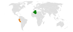 Map indicating locations of Algeria and Peru