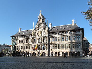 Antwerp City Hall with the Brabo Fountain