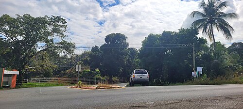 Southbound beginning of PR-134 at PR-129 junction in Campo Alegre, Hatillo